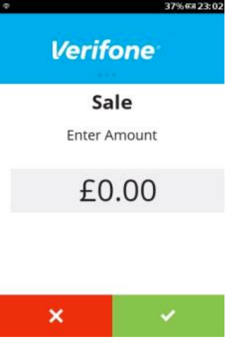 verifone v200c sale screen to enter transaction amount for contactless sale 