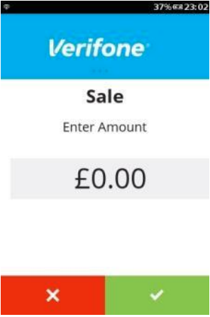 verifone v240m sale screen to enter transaction amount for contactless sale 