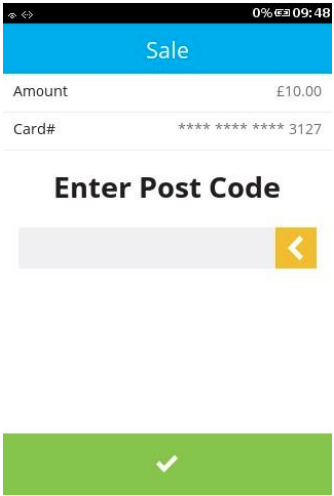 enter any numbers from customer post code 