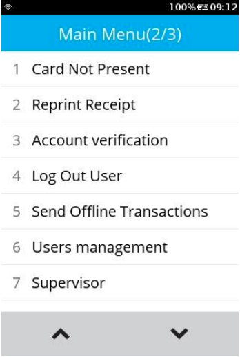 select card not present in the v240m terminal menu