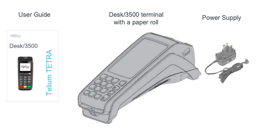 whats included with desk 3500 ingenico terminal