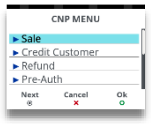 customer not present menu to select sale 