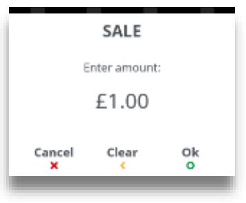 once correct amount is entered press ok button to proceed to contactless sale 