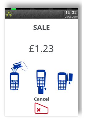 desk 5000 terminal is ready to conduct contactless sale, present card