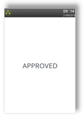 when transaction is approved, approved message will appear on screen 