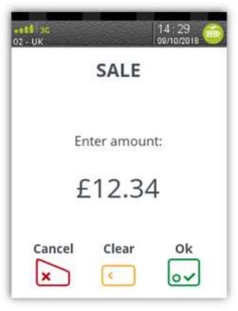 once amount is correct press the green ok to initiate sale